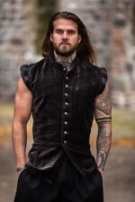 Mittelalter LARP Wams Weste Jacke schwarz braun rot Edelmann S M L XL XXL