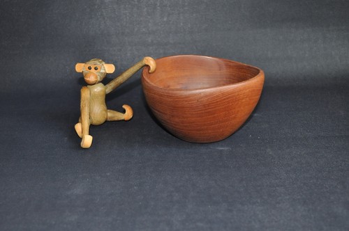 Vintage teak wood obstschale - wood,