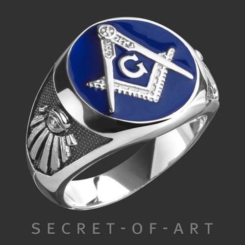 Freimaurer ring masonic - ring, blue