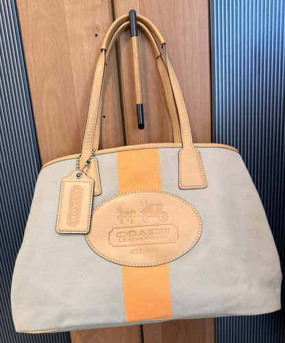 Coach canvas leder handtasche - canvas/leder,