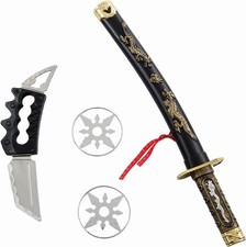 NINJA WAFFEN SET KINDER  Schwert Katana Wurfstern Messer Karneval Kostüm Zubehör