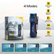 RABLEX RB901 LED Taschenlampe 10W Wiederaufladbar USB-C Wasserdicht