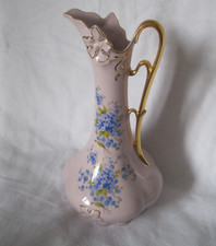 Vase H&C Vintage Karaffe Original Rosa Porzellan Gold Vergissmeinnicht 24,5cm