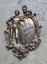 Alte Sport Silber 990 Medaille Nationale Schwimmen 1 Platz 1908