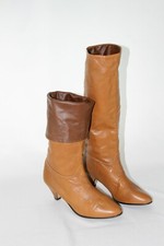 Stiefel Lederstiefel Gr. 38 mittelbraun Dunkelbraun 80er TRUE VINTAGE 80s boots