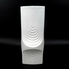 Kaiser Porzellan Vase 60s 70s Design Biskuitporzellan OP ART Relief Matte 26cm