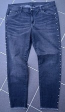 Jeanshose Slim Fit Skinny Stretch Perlen Fransen anthrazit Body Flirt Gr.46 NEU