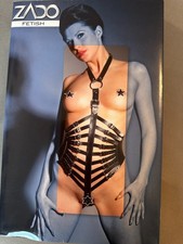 Harnisch Leder, schwarz, Clubwear Erotik Damen, Gr. S/M (Riemen anpassbar)