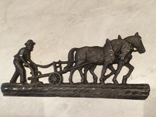 Eisenbild Gussbild Metallbild Gussrelief Relief Pflug Pferdegespann  Mit Bauer 
