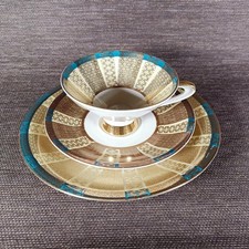 Sammeltasse + Untertasse + Teller,  3teilig, Oscar Schaller, Bavaria, Porzellan