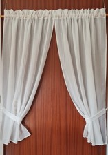 2 Gardinen Schals weiß Landhaus Breite je 85 cm Länge 123 cm LADENAUFLÖSUNG