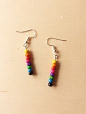 Farbenfrohe Regenbogen Ohrringe mit Holzperlen ♥ Auch mit Brisuren möglich :)