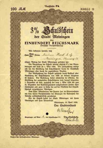 Stadt meiningen schuldschein - stadt,