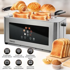 Toaster 4 scheiben Profi Edelstahl Toaster 1400W mit brötchenaufsatz LCD