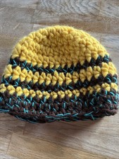 Strickmütze Handarbeit Beanie Häkeln Gelb