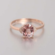 Natürlich Rosa Turmalin Und Diamanten Damen Antrag Geschenk 10k Rotgold Ring