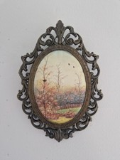 4 Jahreszeiten Seidenbilder mit Messingrahmen