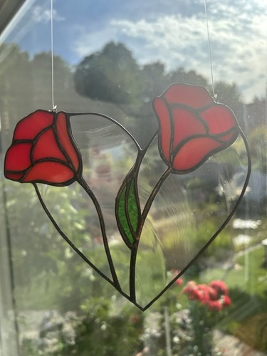 Tiffany glas herz blume - glas,, herz,