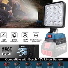 LED Arbeitsleuchte Für Bosch GBA Akku 18V Taschenlampe Strahler Licht mit USB