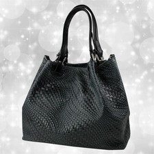 Toscanto Damen Handtasche Umhängetasche Leder Tasche schwarz OTT163HS