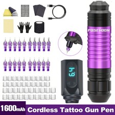 Tattoo Maschine Kabellose Komplettset mit Stift-Tattoopistole 1600mAh Netzteil