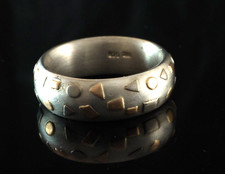 925 Sterlingsilber Ring 585 Gold und 500 Palladium Dekor Gr 57 ca 7 mm breit