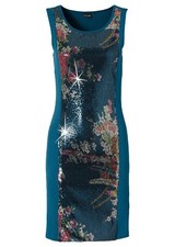 Pailletten-Kleid Gr. 32/34 Petrol Etuikleid-Mini-Abend-Party-Cocktailkleid Neu*