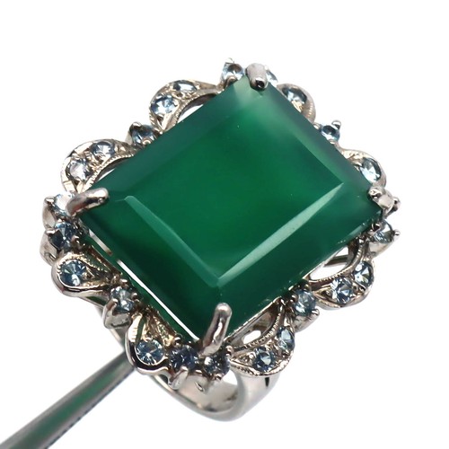 Grüner achat blau saphir - grüner, ring