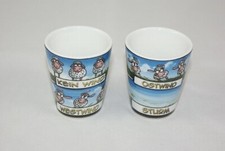 2er Set Hösti Eierbecher Schafe im Wind Westwind Sturm Cartoon Comic maritim