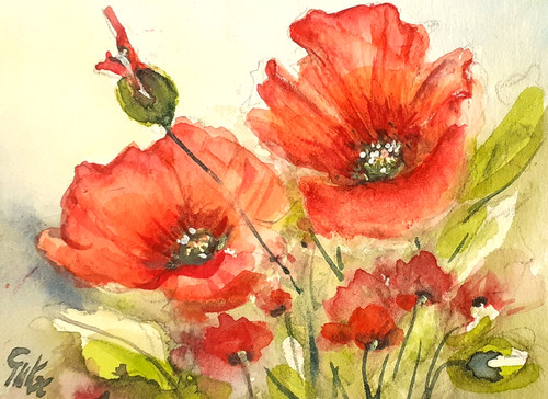 Aquarell original blumen - aquarell,