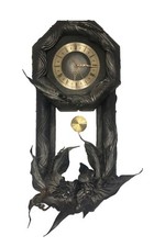 Vintage Leder Wand Uhr Echte Handarbeit Deko zum Aufhängen Wohnzimmer Schwarz