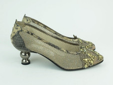 fernando pensato italy PUMPS netz schlangenleder metallabsätze gr. 37,5