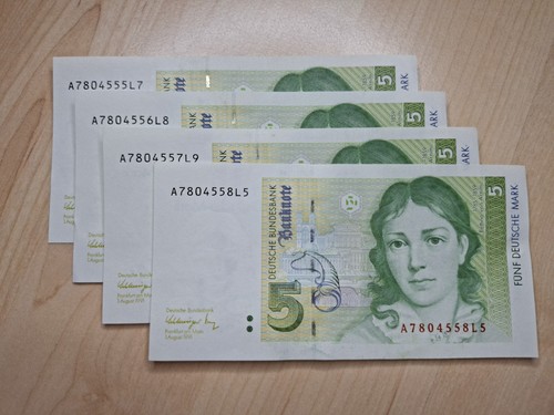 Banknoten deutsche mark - 5, dm