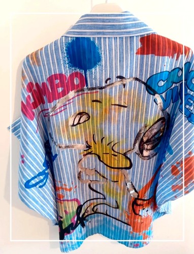 Snoopy bluse blau streifen - bluse,