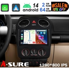 64GB Android 14 Autoradio Carplay Bluetooth GPS Navi für VW NEW Beetle 2001-2010