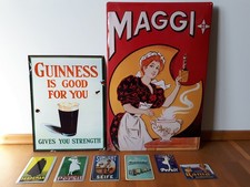 8 Blechschilder Replik div. Motive Werbeschilder Werbung u.a. Maggi Guinness