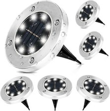 6er Solar Bodenleuchten Garten/Terrasse/Rasen, 8 LED, 6000K Weiß, Wasserdicht