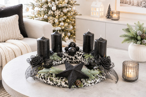 Adventskranz fellkranz schwarz - adventskranz,