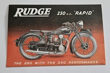 Rudge 1937 Rapid 250cc Broschüre Prospekte