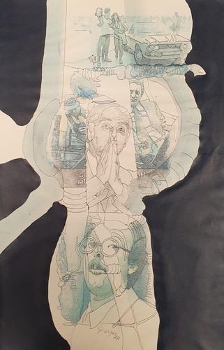 Aquarellierte tintenzeichnung - aquarellierte,