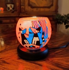 Leuchtglaslampe Zwei Katzen 11 cm elektrisches Leuchtglas