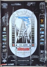 Poster Plakat - Südbahn - Züge Eisenbahn Original - Grazer Stadtausstellung 1987