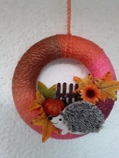 HERBST -Tür/ Wandkranz - 25x6cm - HANDARBEIT - EINMALIG -herbstlichen Strickgarn