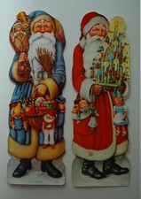 2 x 24,5cm altes Oblatenbild - Weihnachtsmann - Glanzbild 03143 & 03144 