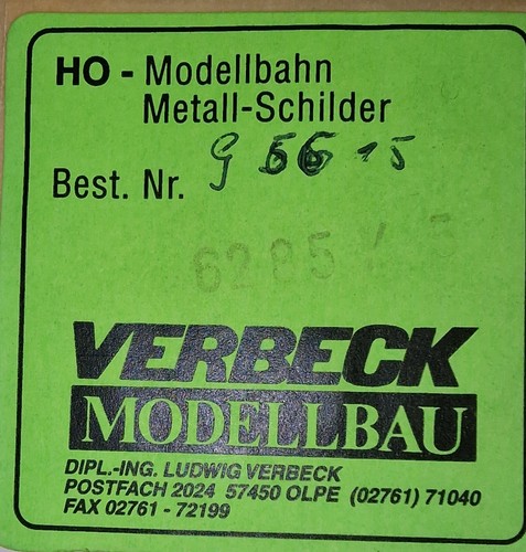 Verbeck dampflok plakette - h0,
