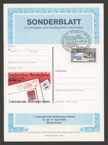 Brd sonderblatt 1988 essen - brd,
