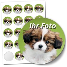 20 runde Aufkleber mit Foto 4,6 cm personalisierte Sticker selbstklebend