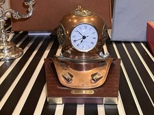 VINTAGE Tischuhr - Taucherhelms WEST GERMANY Kupfer & Holz Kunst & Antiquitäten