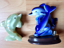 2 Deko Delfine Glas und