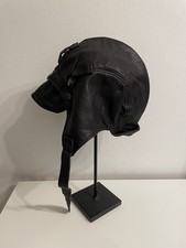 Cabrio Cap Pilotenmütze Cirrus Vintage London schwarz Leder Rarität 